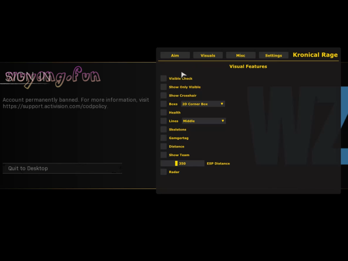 使命召唤16:现代战争 免费辅助 自瞄 | 视觉 | 杂项 | 设置 v1.64.3